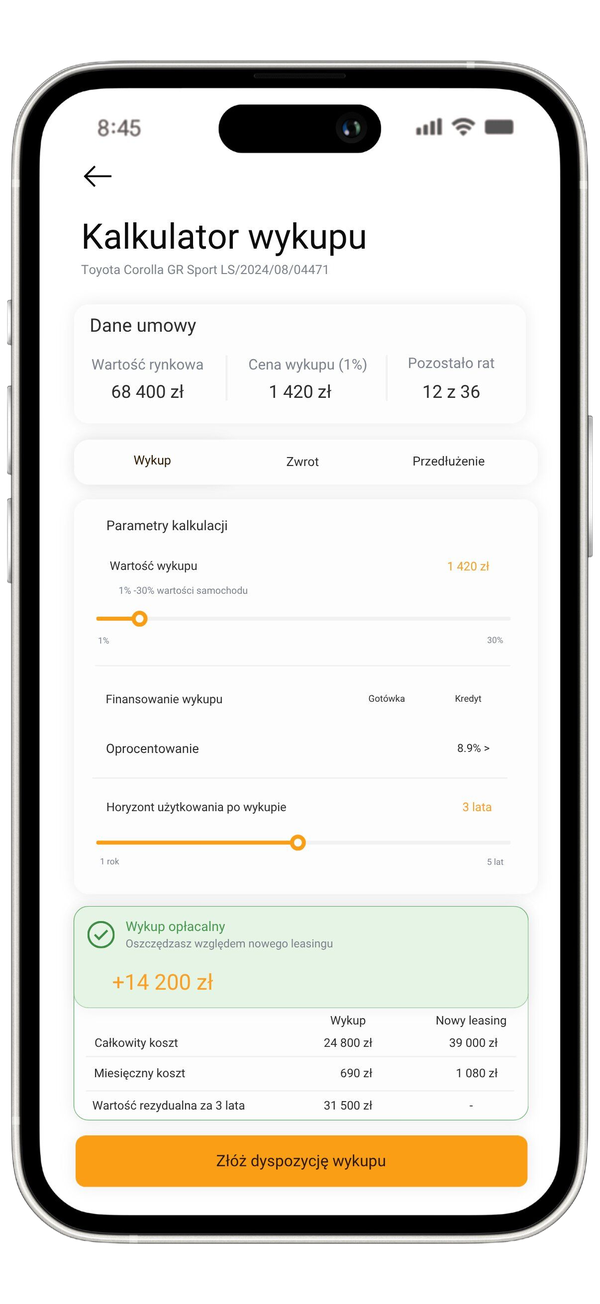 Kalkulator wykupu przedmiotu leasingu